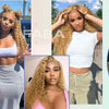 FABA Glueless Wigs Human Hair #27 Color Honey Blonde Deep Wave Human Hair Wig 13x4 Lace Frontal Wigs with Baby Hair 180% Density