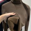 Turtleneck Winter Sweater Women Elegant Thicken Velvet Lined Warm Sueter Knitted Pullover Slim Tops Jersey Knitwear Jumper New