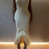 Weird Puss Knit Backless Dress Women Sleeveless Halter Summer Sexy Tassel Irregular Hem Clubwear Stretch Hipster Party Vestidos