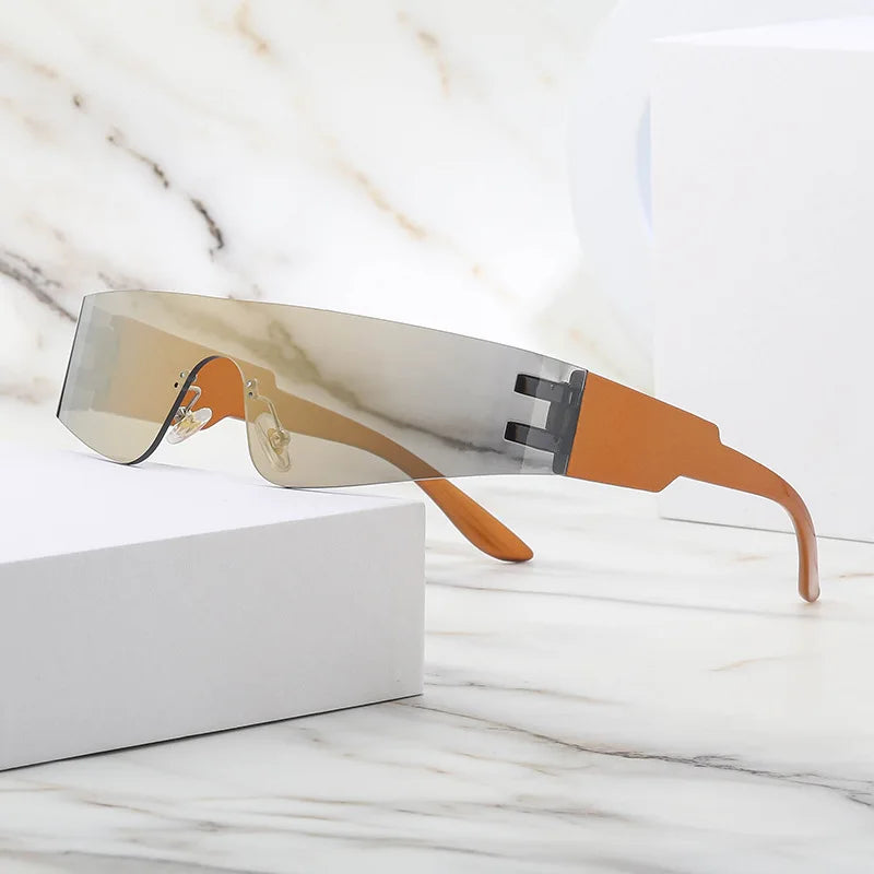 New Fashion Colorful Sports Sunglasses Women Cyberpunk Frameless Sun Glasses Anti Ultraviolet Driving Shades UV400 Oculos De Sol