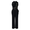 C8604 Foreign Trade Women's Fashionable Sexy Chain Collar Wide Leg African Jumpsuit Casual Style Long Dress For Ladies