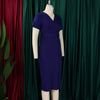 2024 summer new short sleeve V-neck waist solid color Tunle pencil skirt dress