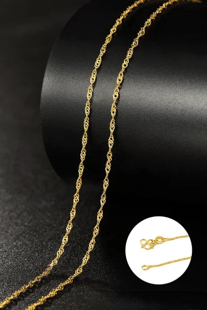 14k Orginal Gold Color Necklace Chain for Women Box Chain Snake Bone/starry/Cross Chain 18 Inches Necklace Fine Jewelry Gifts