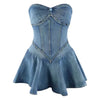 Chest Wrap Sexy Dress Women Sleeveless Backless Splicing Slim Fit Strapless Mini Dresses Sexy A Line 2024 Denim Vestidos