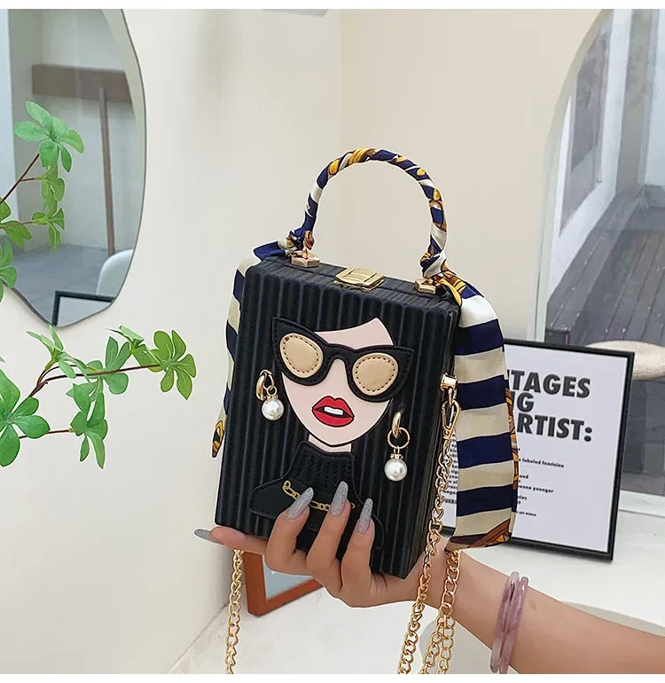 Evening Bags for Women 2024 New Fashionable Leather Shoulder Bag Woman Hard High Quality Hip Hop Party Luxury Designer Handbag