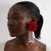 Tocona Bohemia for Women Long Tassel Earrings Multicolor Rose Flower Pendant  Earrings Exquisite Party Jewelry Accessories