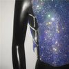 Sexy Rhinestone Backless Party Crop Top Women Glitter Turtleneck TShirt Adjustable Metal Chain Summer Nightculb Diamond Tank Top