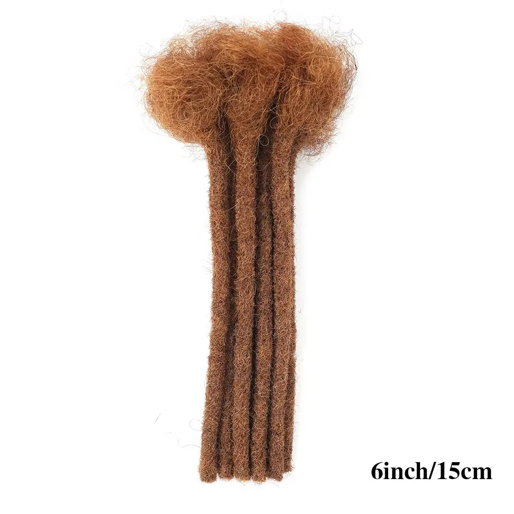 0.6cm Thickness 6-24 Inches 10 Stands Pacs Dreadlocks Human Hair Extensions for Women Ombre Brown Loc Extension can be Dyed