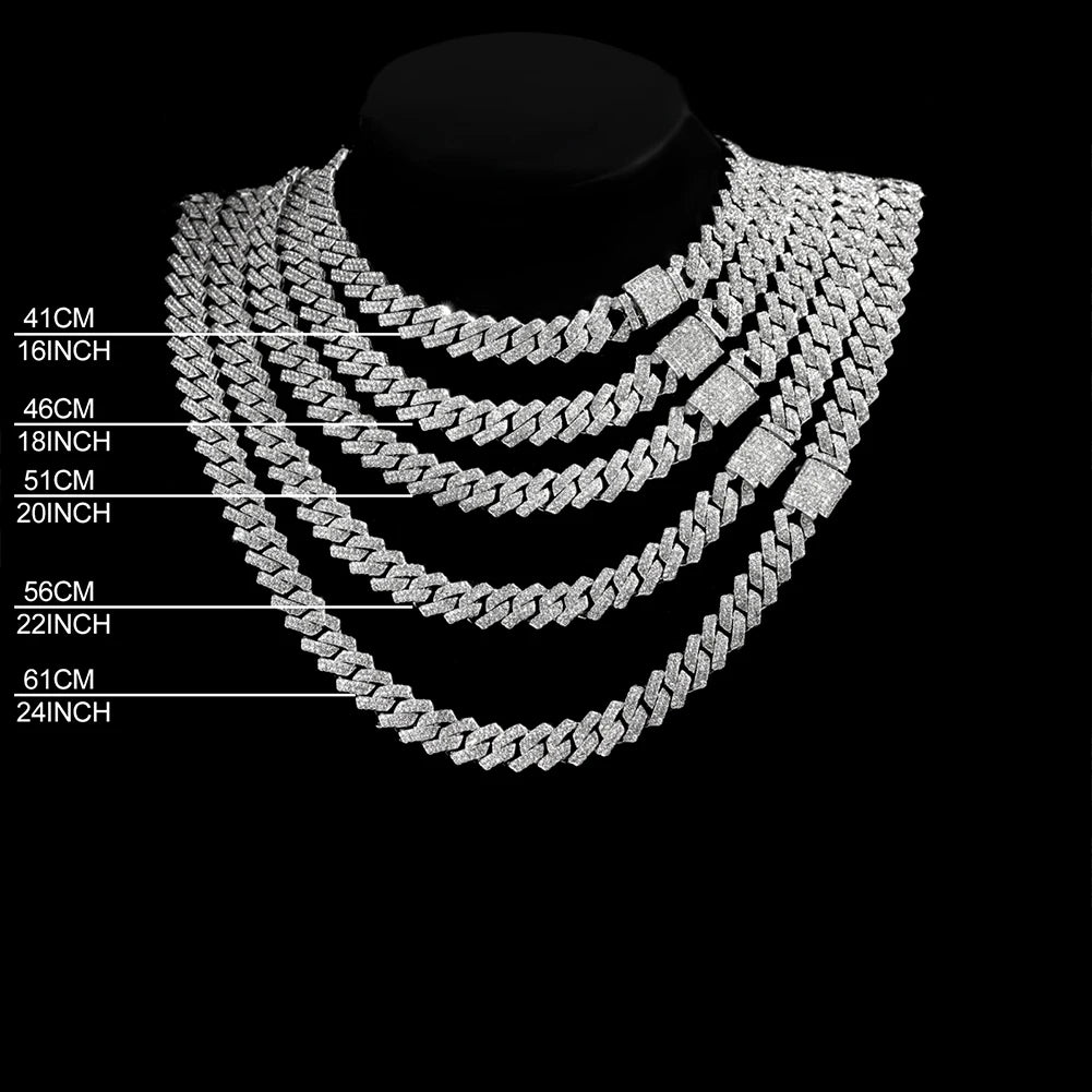 Caraquet Punk Hip Hop Cuban Link Chain Choker Necklace Iced Out Rapper Crystal Necklace Fashion Bling Rhinestone Jewelry Gift