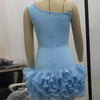 Znaiml Women Blue Stretchy Mini Dresses With Pearls Ruffles Trimmed Bottom Sexy Sheath Short Guest Birthday Party Wedding Gowns