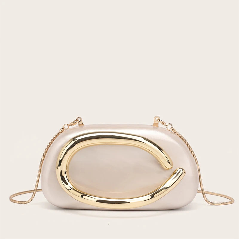Women Acrylic Clutch Box Handbag Metal Handle Evening Bag Trendy Ladies Shoulder Crossbody Purse for Wedding Prom Cocktail Party