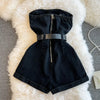 2024 Summer Rompers Women Jeans Jumpsuit Off Shoulder Loose Casual Denim Rompers Womens Jumpsuits Wide Leg Casual Denim Overalls