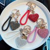 Clay diamond full diamond love key chain studded leather rope cross-border heart-shaped car key chain female exquisite pendant.