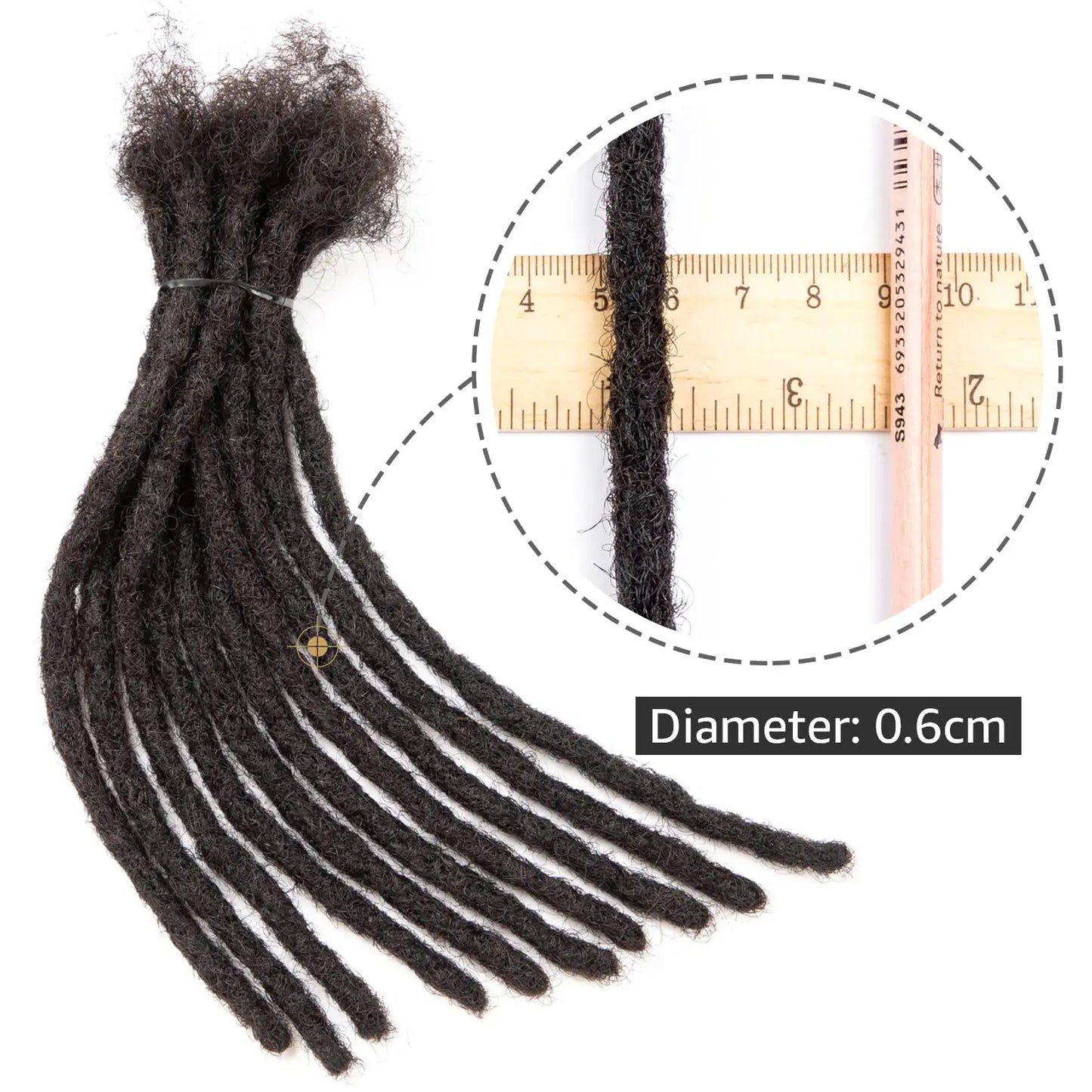 Malaika Locs Extension Human Hair 8 Inch Full Handmade Permanent Dreadlock 0.6cm Dreadlock Extension 30 Str Human Hair Locs
