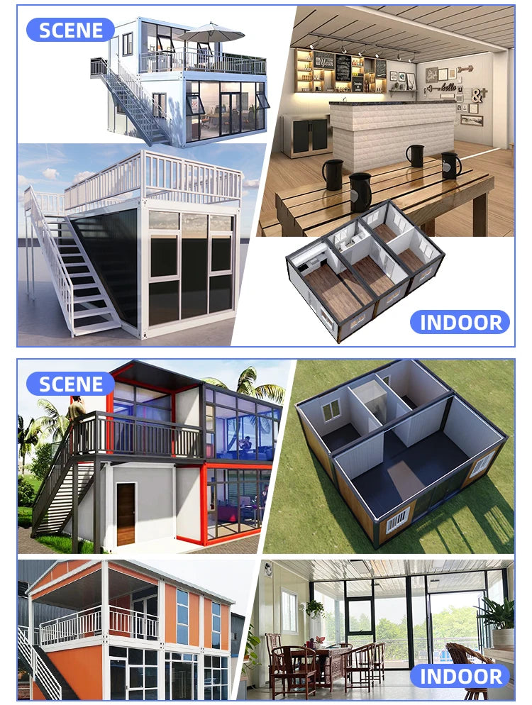 40ft Two Layers Triangle Roof Outdoor Terrace Modern Module Premade Hotel Style Apartment House 20ft Tiny House For Sale