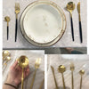24Pcs Black Handle Golden Cutlery Set Stainless Steel Knife Fork Spoon Tableware Flatware Set Festival Kitchen Dinnerware Gift