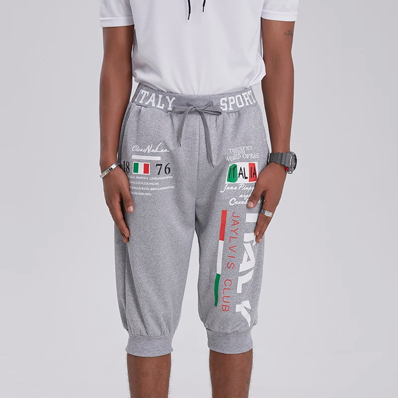 Mens Summer Shorts Elastic Drawstring Waist Lightweight Breathable Quick-Dry Sports Cropped Pants for Basketball Fitness Running