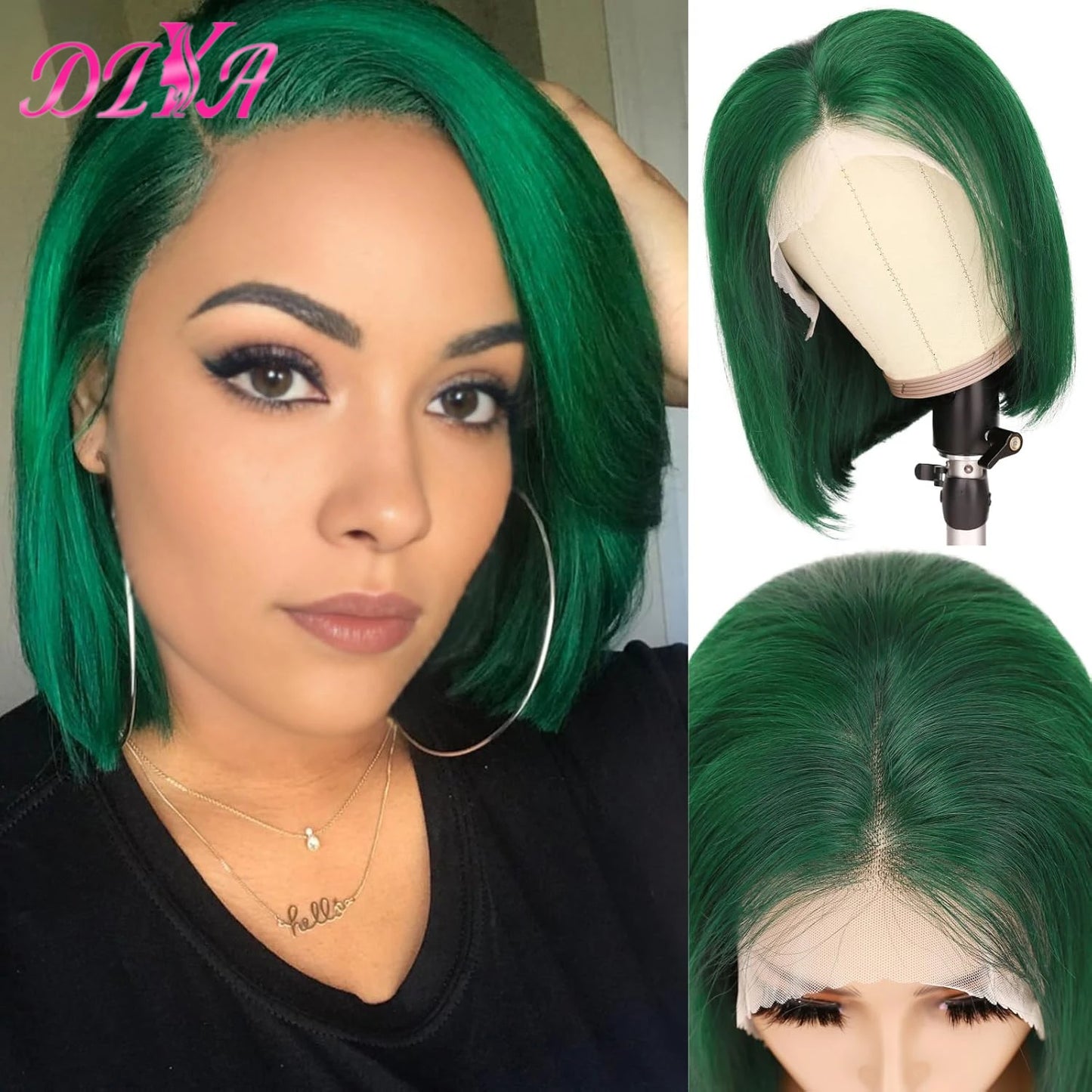 Blue Bob Wigs Human Hair 13x4 HD Lace Frontal Wig Human Hair Pre Plucked 180% Density Straight Short Blue Bob Wigs for Women