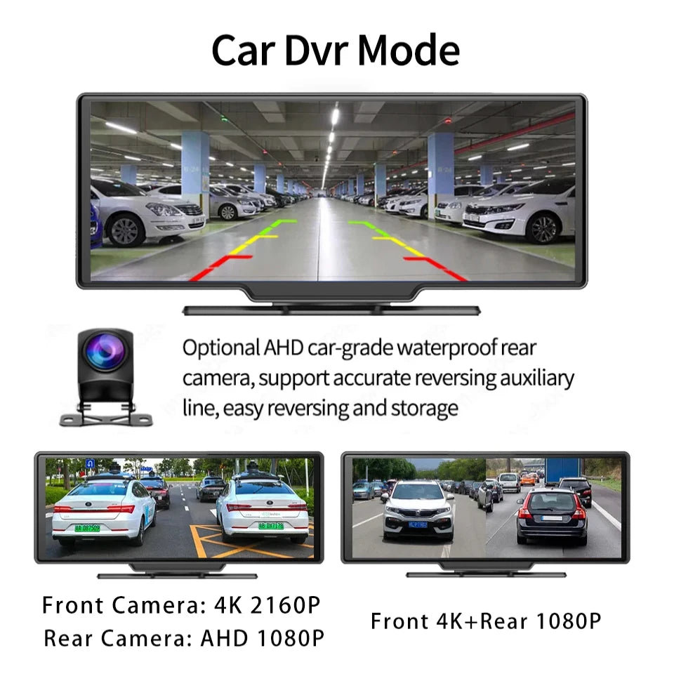 10.26“  Dash Cam 4K 3840*2160P Car Dvr Carplay Android Auto GPS 5G WIFI  Stream RearView Mirror Dashcam Camera Drive Recorder FM