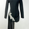 GPBD Sexy Bead Appliques Irregular High Low Dress Black Long Sleeved O-Neck Long Dresses Autumn Clothes Women 2024