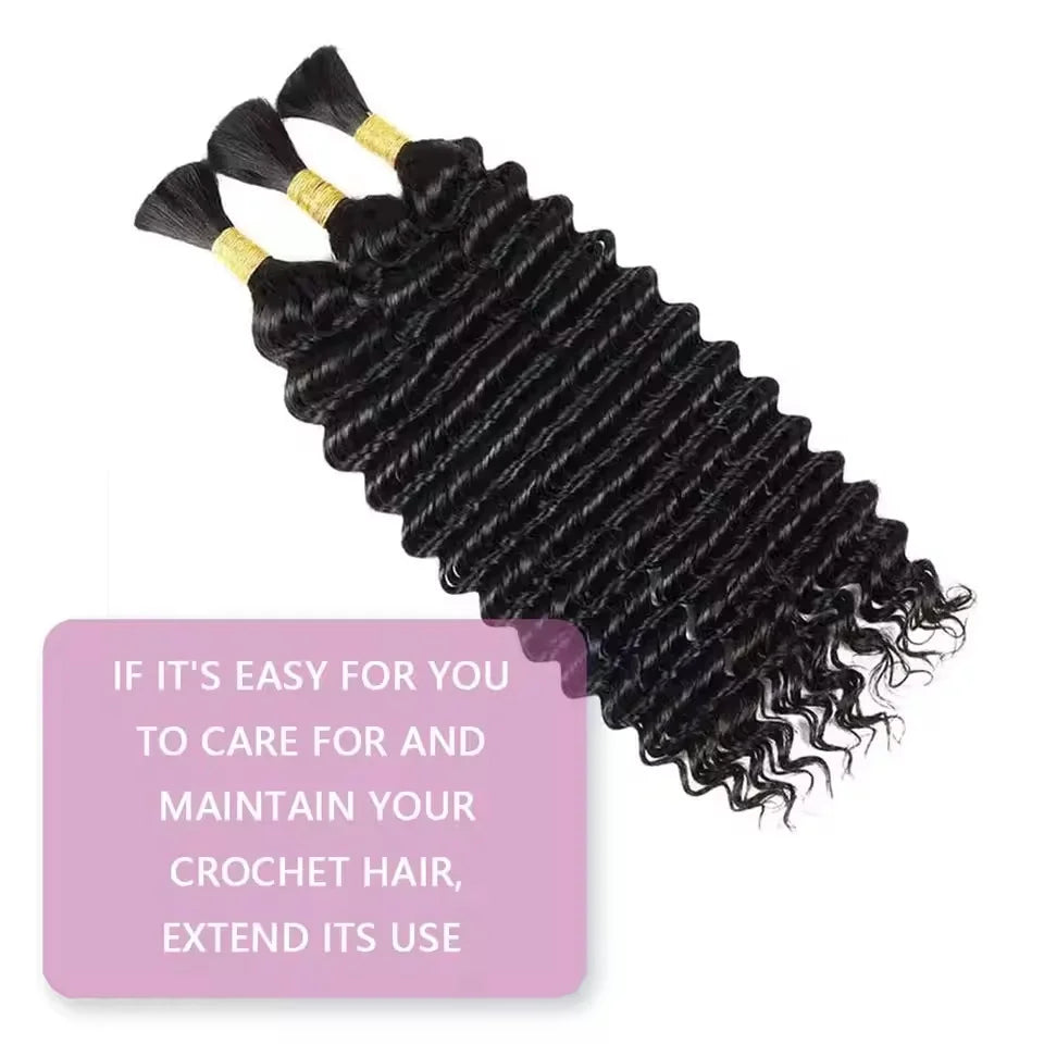 AOSIQUEEN Synthetic Deep Wave Bulk hair For Braiding No Weft Deep Wave For Braiding Micro Faux Braiding Hair for Boho Braids