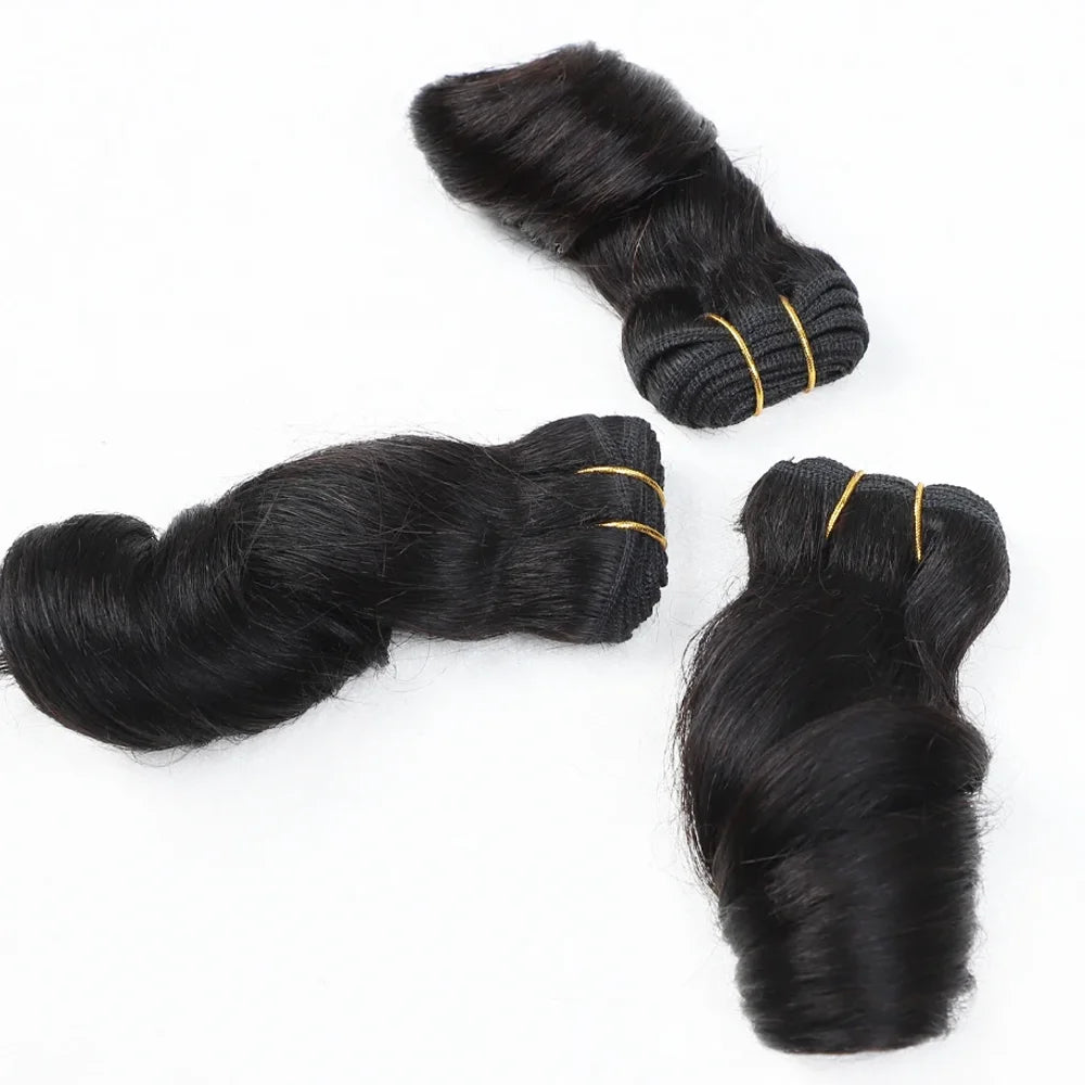 3pcs  Loose Wave Short Curly Hair Bundles Brazilian Hair Weave Bundles 100% Human Hair Bundles Hair Extension Human Hair Bundles