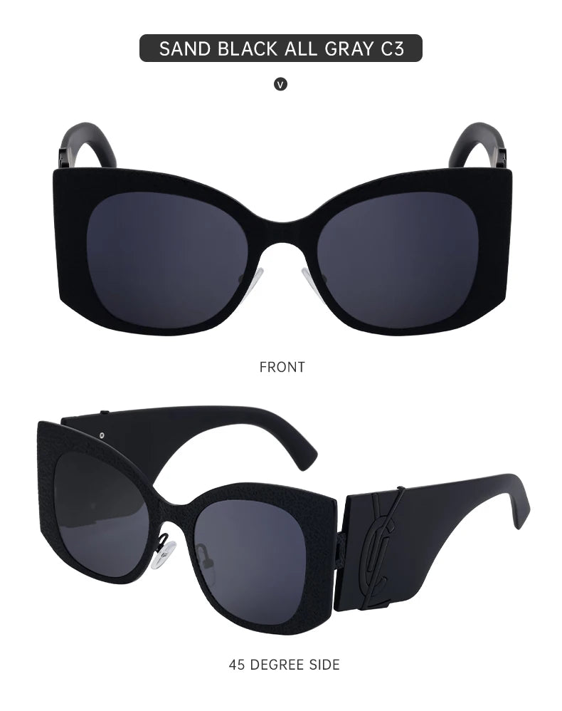 Oversized Cat Eye Sunglasses Women 2024 Luxury Brand Designer Punk Round Sun Glasses For Ladies Trendy Big Frame Eyewear UV400