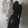 Sparkly Sequins Rhinestones Big Sleeves Black Jacket Sexy Singer Dancer Nightclub Jazz Dance Costume Performance Show Stage Wear