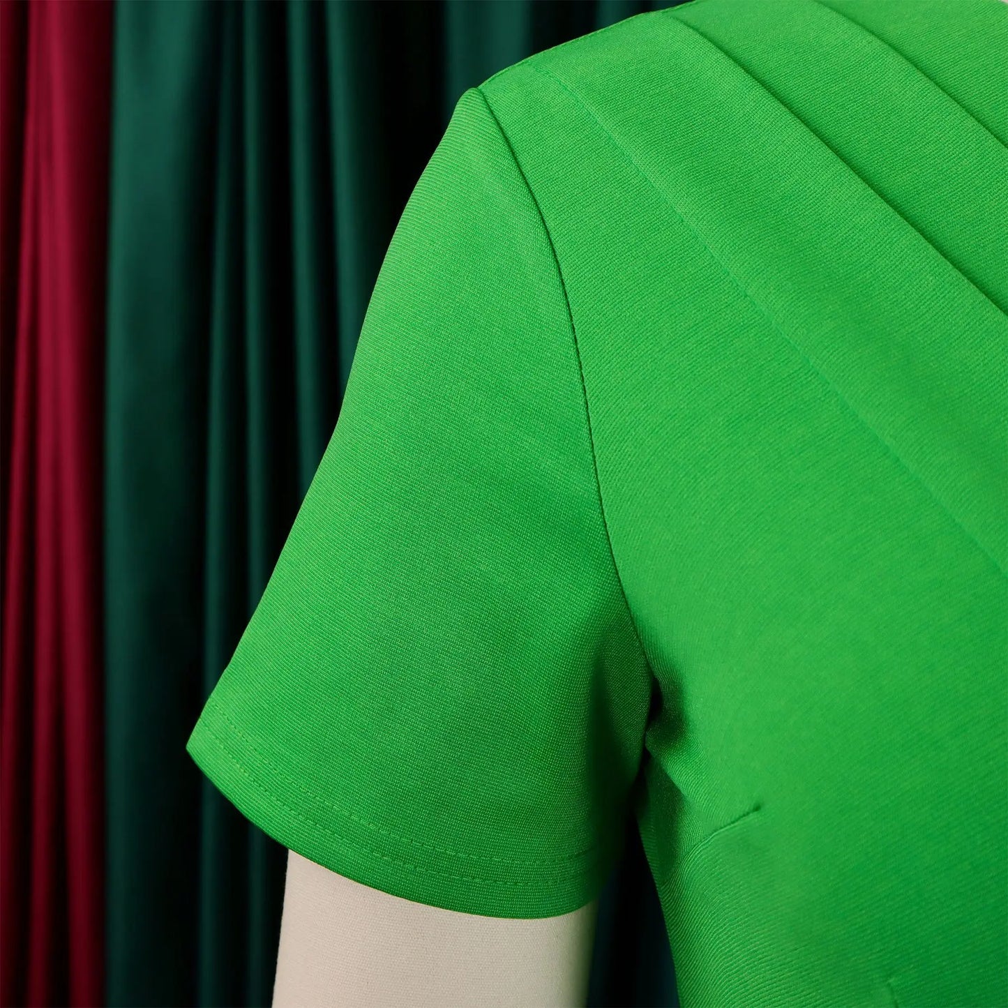 2024 summer new short sleeve V-neck waist solid color Tunle pencil skirt dress