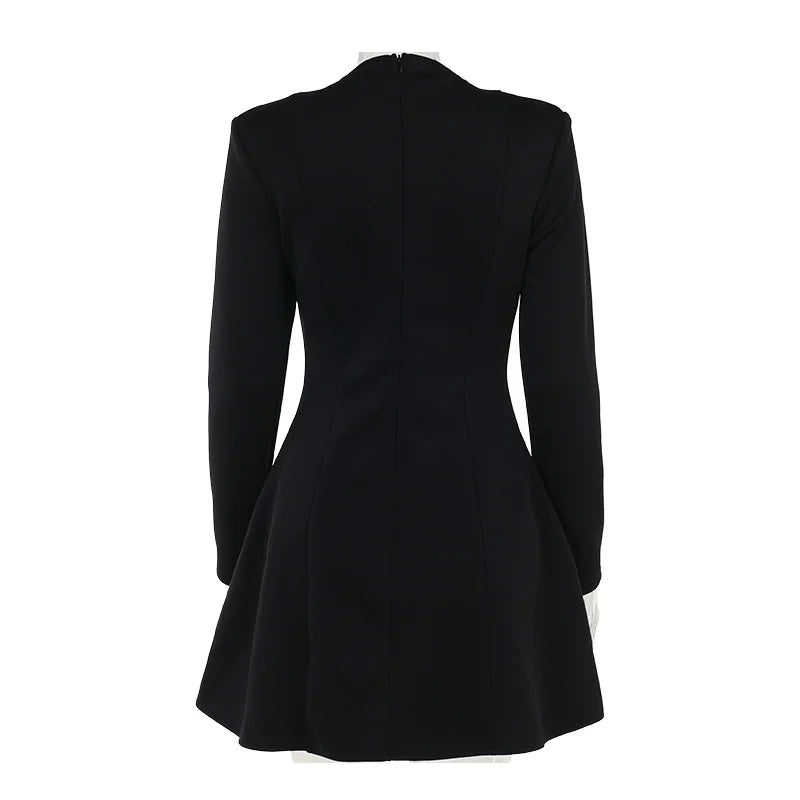 Sexy Fitted V-Neck Long-Sleeve Dress Elegant Solid Color High-Waist Pencil Skirt New Stylish Autumn/Winter Women's Banquet Dress