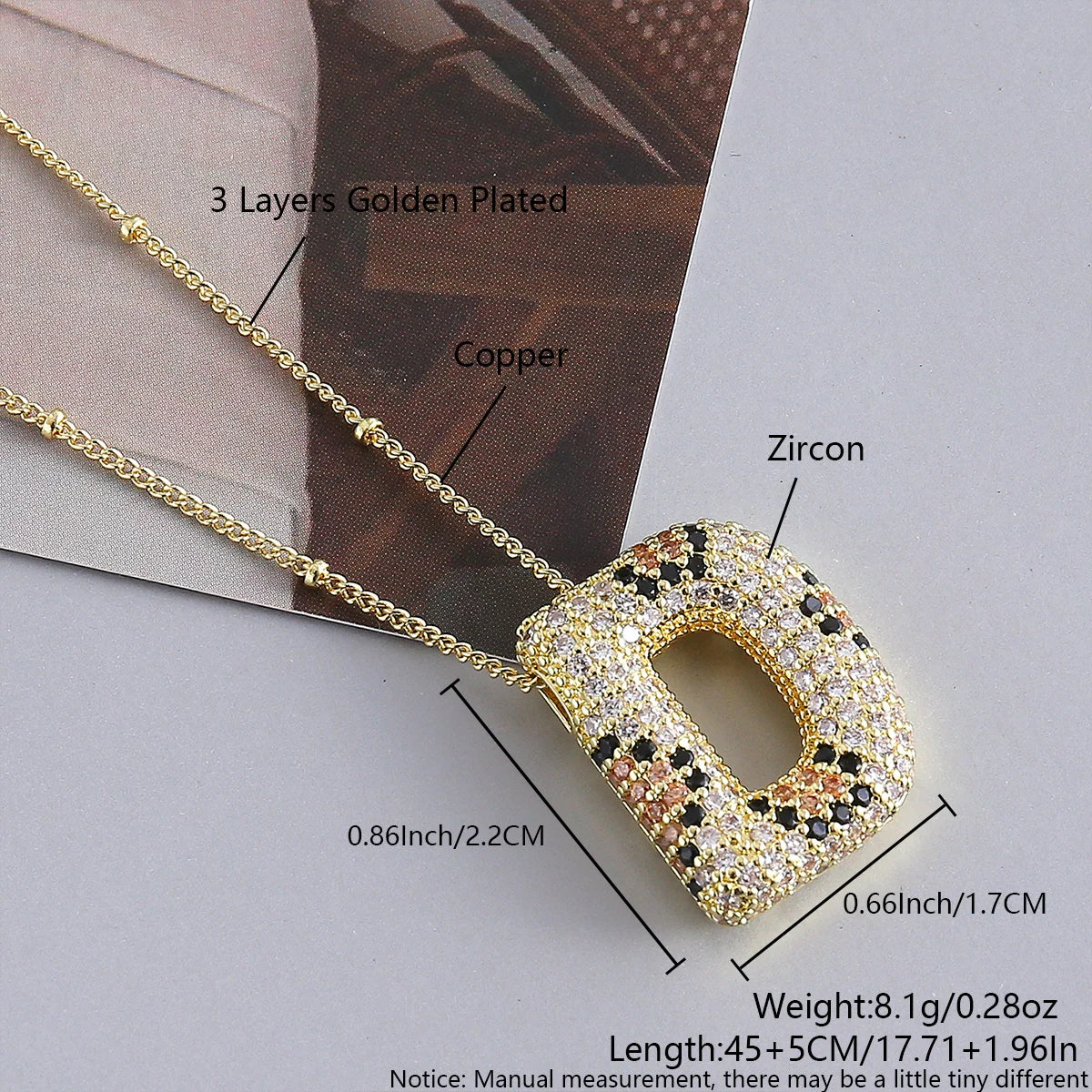 MHS.SUN New Leopard Bubble Letter Necklace Gold Plated Chunky Bubble Zircon 26 Initial Pendant Necklace Women Fashion Jewelry
