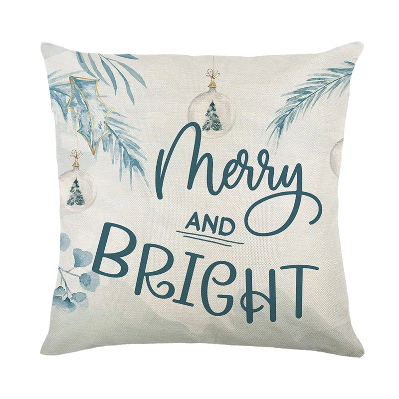 Linen Christmas Pillow Cover Snowman Elk Pillow Case 2024 Christmas Decoration for Home New Year Sofa Car Cushion Cover 45x45cm