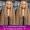 30 34 Inch Highlight Ombre Lace Front Wig Curly Human Hair Wigs Honey Blonde Colored HD Deep Wave Frontal Wigs For Black Women