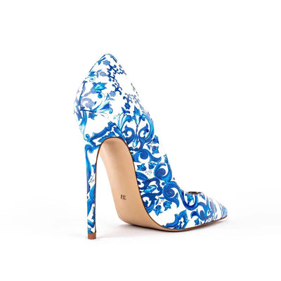 Sexy Stiletto Heel 2025 Print Flowers Pumps European Spring High Heels Party Pumps Ultra High Heeled  For Women Shoes Big Size45