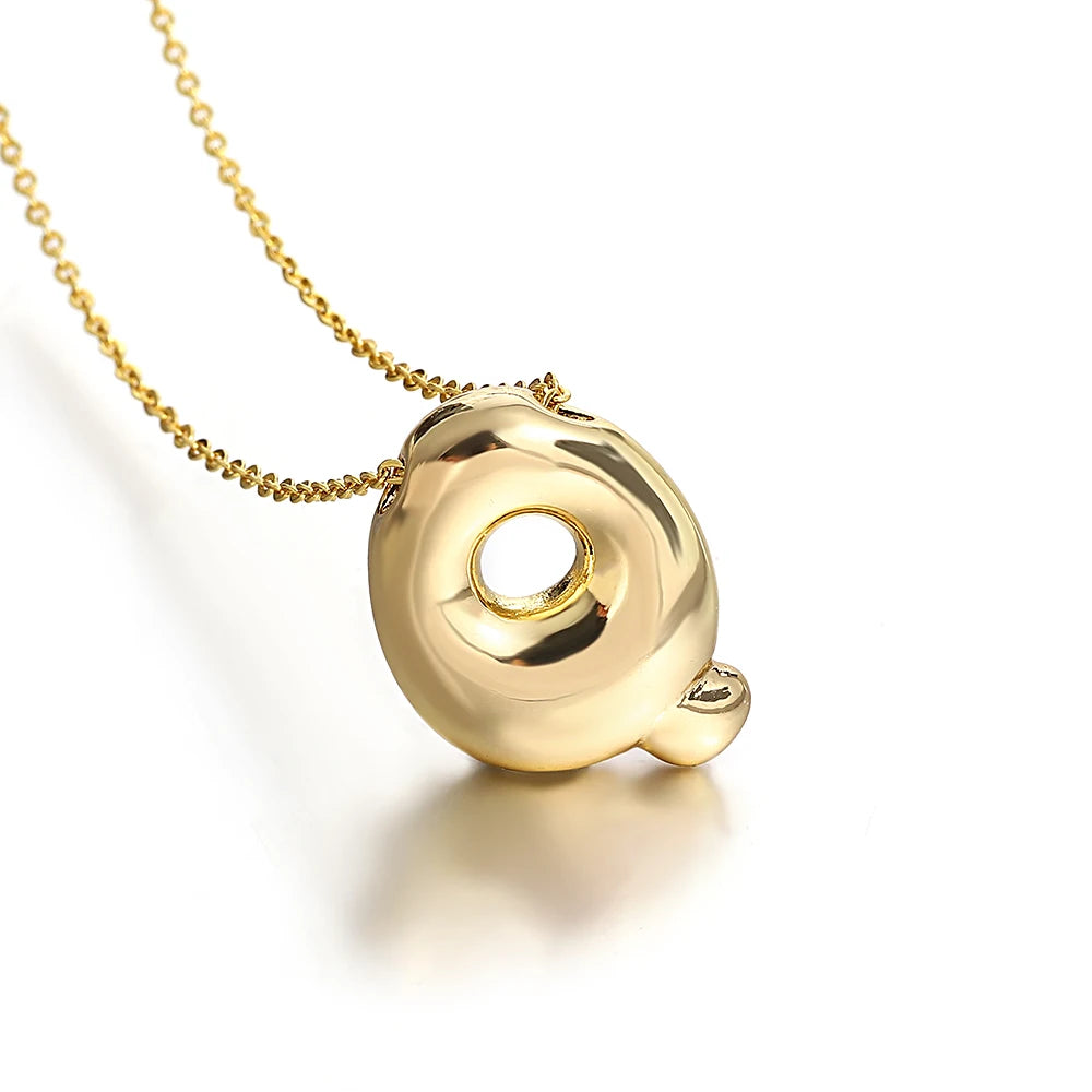 Greatera Gold Color Chunky Balloon Bubble Initial Letter Pendant Choker Necklaces for Women Custom Personalized Jewelry