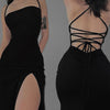 AltGoth Fairycore Sexy Midi Dress Women Streetwear Mall Gothic Backless Lace-up Halter High Waist Bodycon Dress Partywear Female