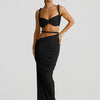 Nibber Sexy Women 2 Piece Set Bandage Ruched Square Collar Bra+Skinny Long Skirts 2025 Summer Vacation Beach Party Trend Suits