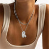 18K Gold Plated Waterproof Thick Bubble Alphabet Letter Clavicle Choker Necklace Sparkling Rhinestone Balloon Initial Jewelry