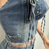 2025 Summer Fashion Denim Woman Sets Y2k Sexy Street Clothes Sleeveless Zipper Tops and Shorts 2 Two Piece Set Jeans Outfit