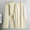 2024 New Autumn 3 Piece Women Cardigan Tracksuits Fashion Knitted Pant Set Winter Ladies Solid Sweater Suit Vintage Fashion