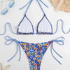 Bikini Women Swimsuit 2025 New Print Halter Bikinis Set Sexy Thong Swimwear Summer Two Piece Backless Beach Bathing Suit Female