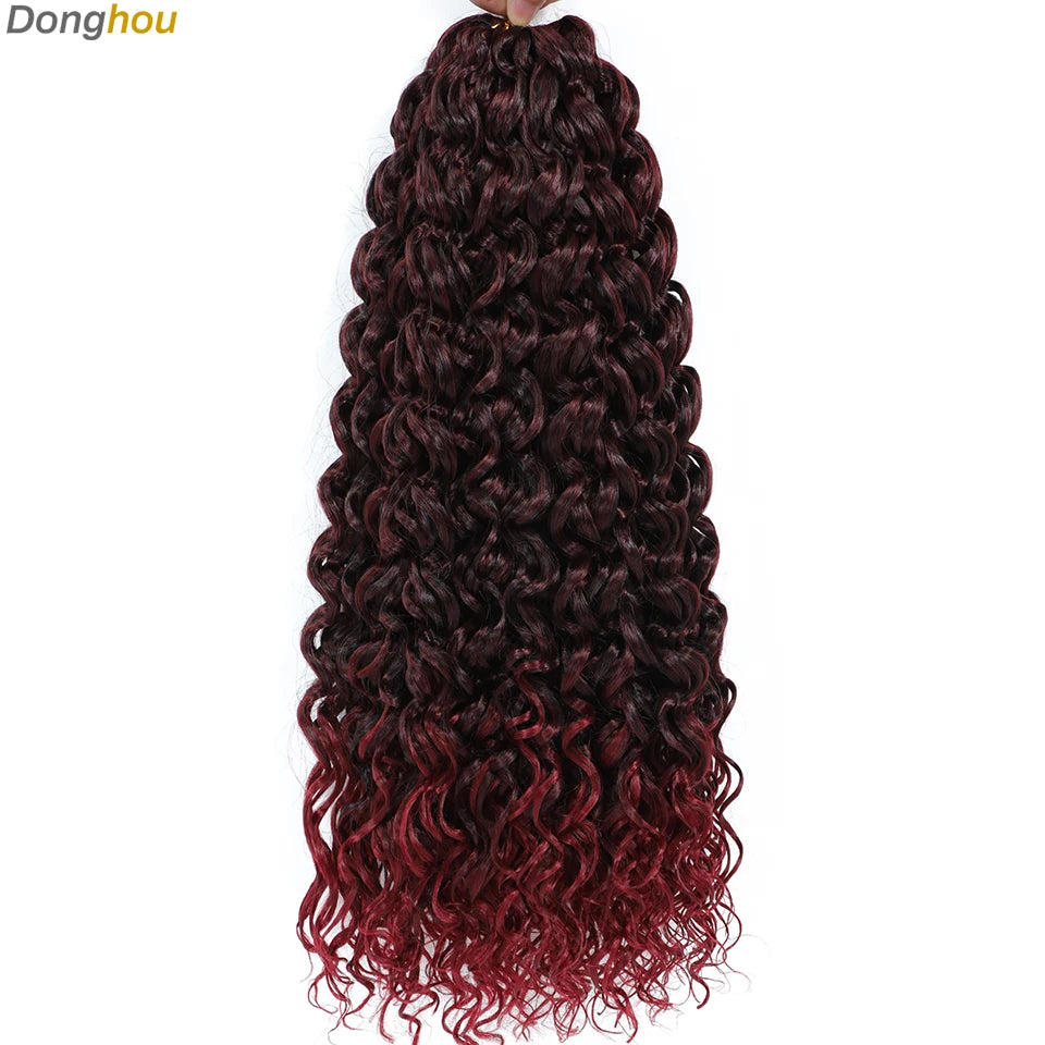 Beach Curl Crochet Hair Gogo Curl Crochet Hair 18 Inch Ombre Brown Blonde Bug Ginger T30 Synthetic Deep Wave Twist Crochet Braid