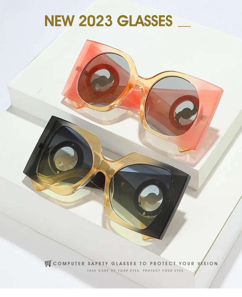 Colorful Square Sunglasses Women Men Two Color Frame Travel Sun Glasses Female Shades UV400 Male Gafas Oculos Brand Luxury