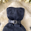 Women Denim one pieces Summer Playsuit Fashion Hot Drill High Waist Slim Sleeveless Strapless Sashes Outfits