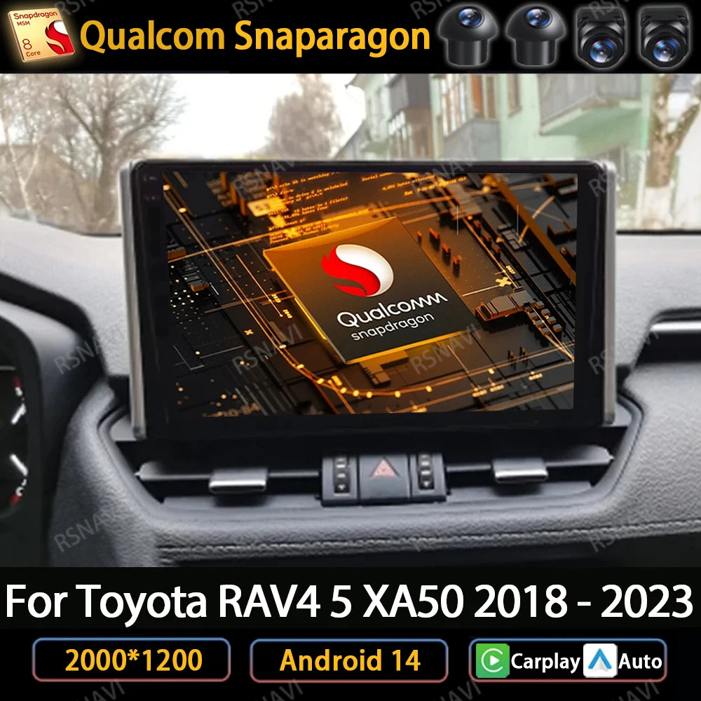Android 14 Car Radio For Toyota RAV4 5 XA50 2018 - 2023 Multimedia Video Player Navigation GPS 2Din Carplay Auto 4G WIFI QLED BT