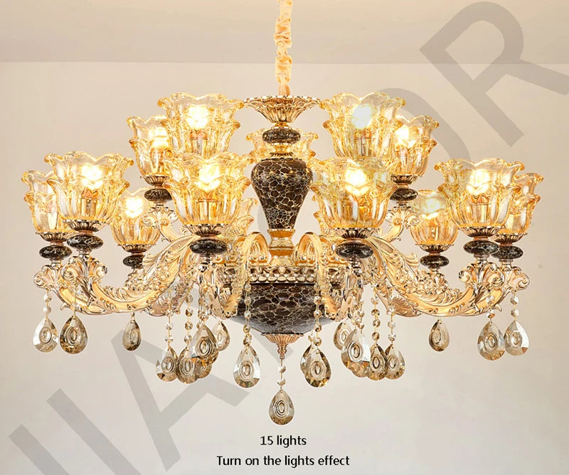Chandelier Living Room Grand Luxury Crystal Lamp Dining Room Bedroom Decoration French Retro Chandelier Lighting Fixtures