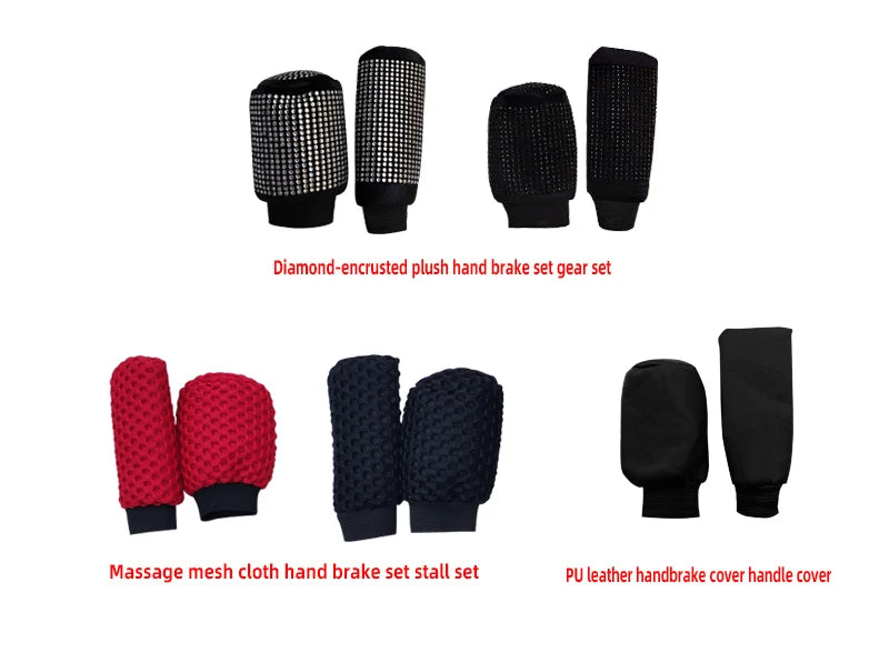 Car Supplies Flash Diamond Encrusted Plush Leather Cloth Art Breathable Handbrake Set File Handle Set GM Interior Supplies