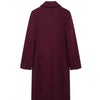 HH Women Fashion Burgundy Woolen Coat Double Breasted Long Sleeve Lapel Blends Jacket Autumn Winter High Street Outerwear