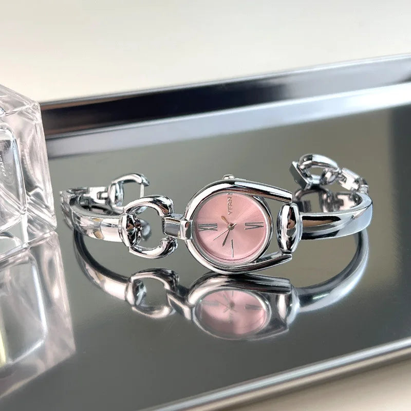 Minimalist Niche Women's Quartz Wrist Watches Stainless Steel Strap Small Dial Fashionable Exquisite Quartz Watch for Women