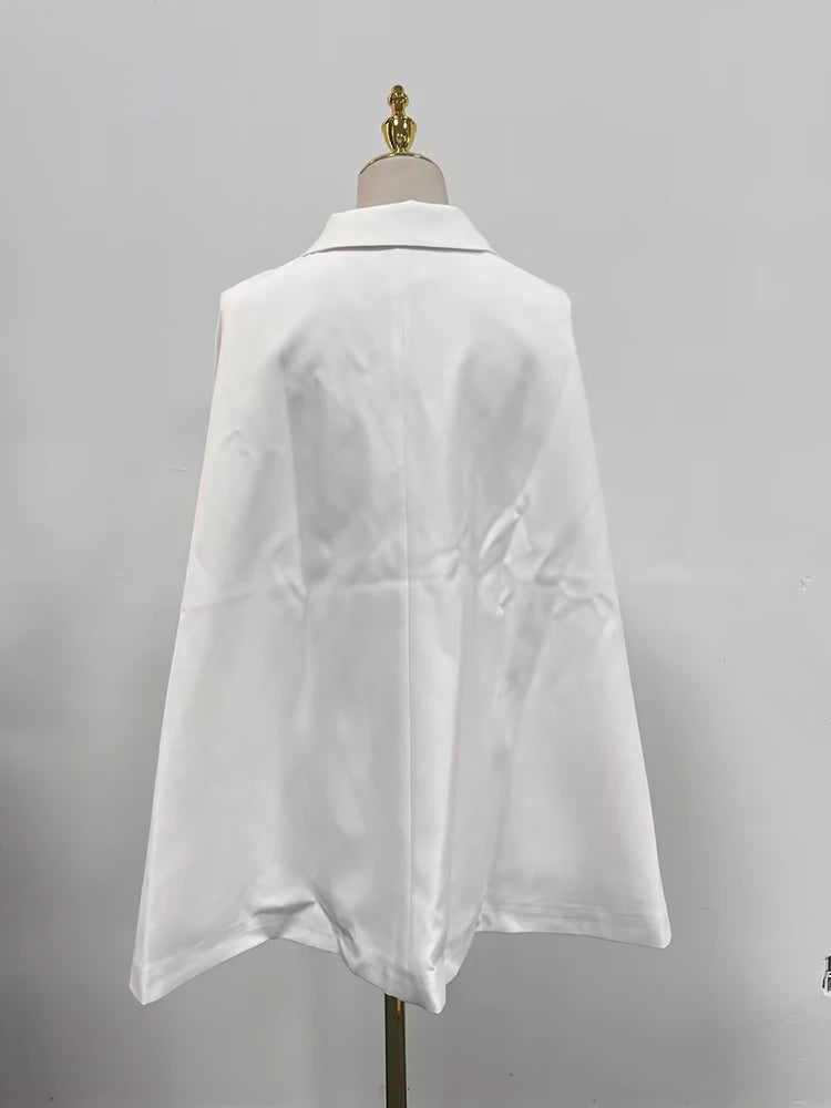 TWOTWINSTYLE Solid Chic Elegant Blazers For Women Shawl Collar Cloak Sleeve Tunic Slimming Temperament Coats Female Fashion New